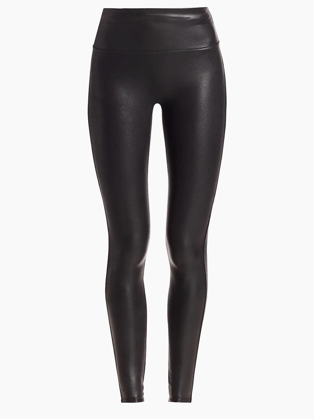 SPANX Faux Leather Leggings Black High Rise Shaping Size Small